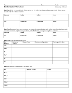 Ion Formation Worksheet