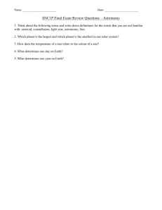 SNC1P Final Exam Review Questions – Astronomy