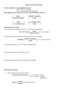 Mole Conversions Worksheet