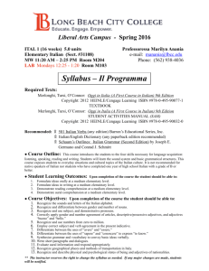 ITALIAN 1 Syllabus