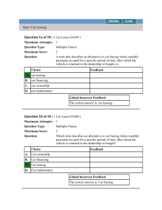 Quiz: Car Leasing Question 1a of 10 ( 1 Car Lease 634299