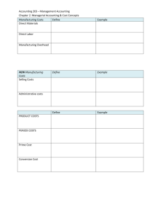 Accounting 203 – Management Accounting Chapter 2: Managerial