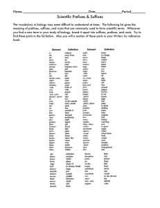 Scientific Prefixes & Suffixes