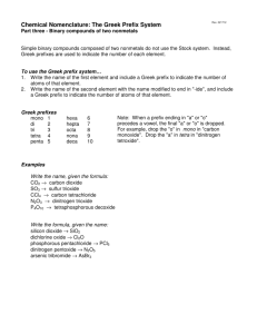 Chemical Nomenclature: The Greek Prefix System
