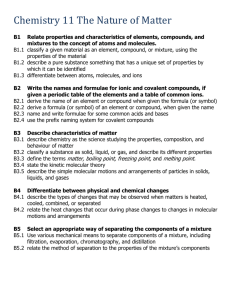 Nature of Matter Learning Outcomes