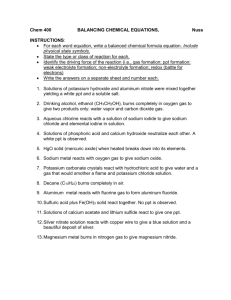 Balancing Chemical Equations Worksheet