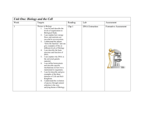 Unit One: Biology and the Cell