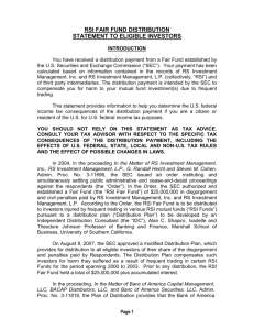 PBA FAIR FUND DISTRIBUTION - RS Investments Settlements