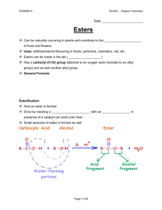 Esters - Mr. Lee's Science