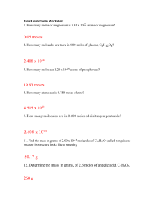 Mole Conversions Worksheet