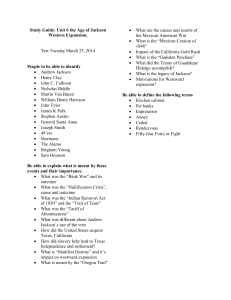 Study Guide: Unit 6 the Age of Jackson and Western Expansion