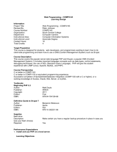 Web Programming - COMP2145 Learning Design Information