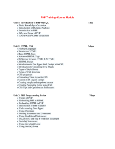 PHP Training -Course Structure