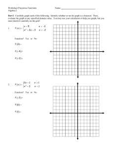 Worksheet Piecewise Functions