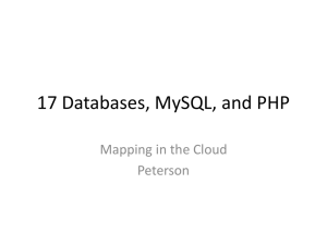 Databases, MySQL, and PHP - Cartography and Geographic