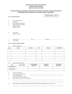 INDIRA GANDHI NATIONAL OPEN UNIVERSITY REGIONAL