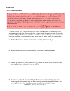 Quiz 7.2B AP Statistics Name