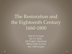 The Restoration and the Eighteenth Century 1660-1800