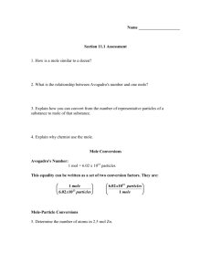 Mole Conversions Worksheet