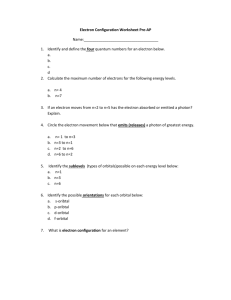 Electron Configuration Worksheet Pre-AP