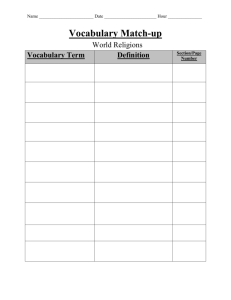 World Religions-Vocabulary Match-up