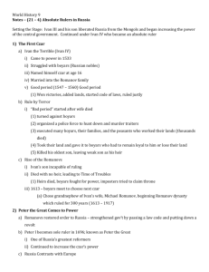 Notes – (21 – 4) Absolute Rulers in Russia