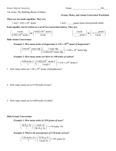 Mole Conversions Worksheet