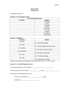 Unité 2 Study Guide Français 2H *Vocabulaire (p.142