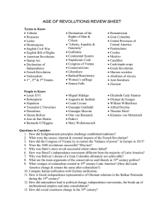 age of revolutions review sheet