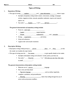 Four types of writing guided notes