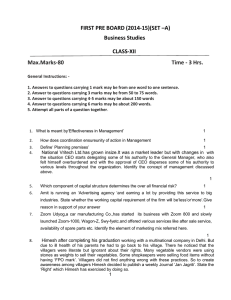 Business Study Question Paper and Marking Scheme