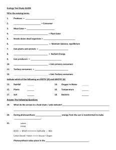 Ecology Test Study GUIDE Fill in the missing terms. 1. Producer = 2