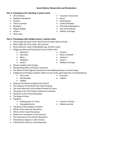 Exam Review: Monarchies and Revolutions Part 1: Vocabulary (15