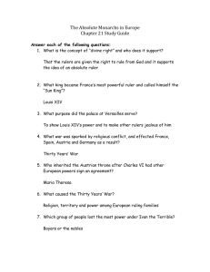 Study Guide - The Absolute Monarchs in Europe