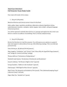 American Literature Fall Semester Exam Study Guide