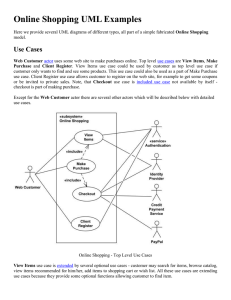 An example of activity diagram for online shopping.