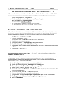 US History- Semester 1 Study Guide Name: :______ ERA 1: Three