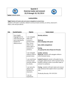Spanish 2 Grammar (saber and conocer) 10/6 through 10/10/2014
