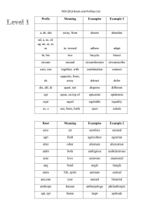 PEN Roots and Prefix List