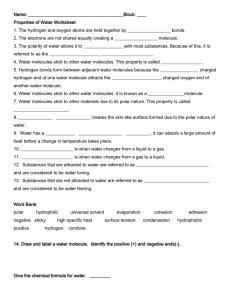 Properties of Water Worksheet