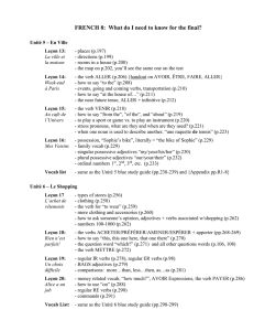 FRENCH 8: What do I need to know for the final?