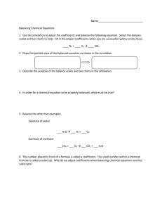 Balancing Chemical Equations Worksheet