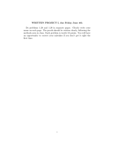 WRITTEN PROJECT I, due Friday June 4th