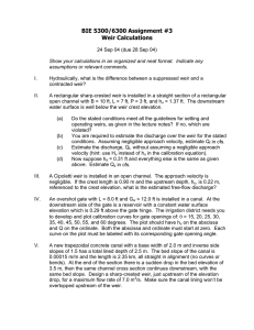 BIE 5300/6300 Assignment #3 Weir Calculations