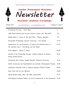 Newsletter Canadian Archaeological Association Association canadienne d’archéologie