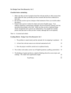 For Design Your Own Research, 1 &amp; 2 Checklist before submitting: