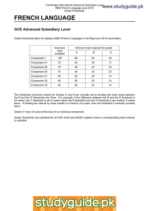 FRENCH LANGUAGE www.studyguide.pk GCE Advanced Subsidiary Level