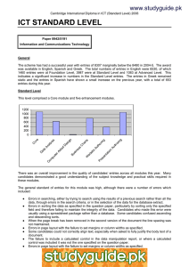 ICT STANDARD LEVEL www.studyguide.pk