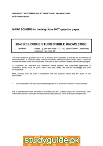 2048 RELIGIOUS STUDIES/BIBLE KNOWLEDGE