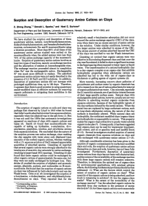 Amine Sorptlon and Desorption of  Quaternary Cations on  Clays